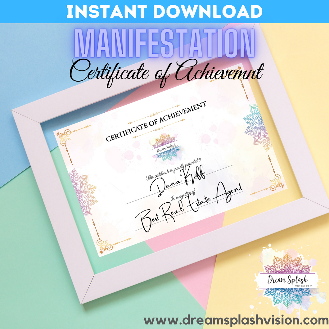 Manifestation Certificate of Achievement